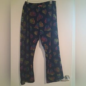Mix&Co. Women's Black Fuzzy Pajama Pants with Colorful Pattern 1X